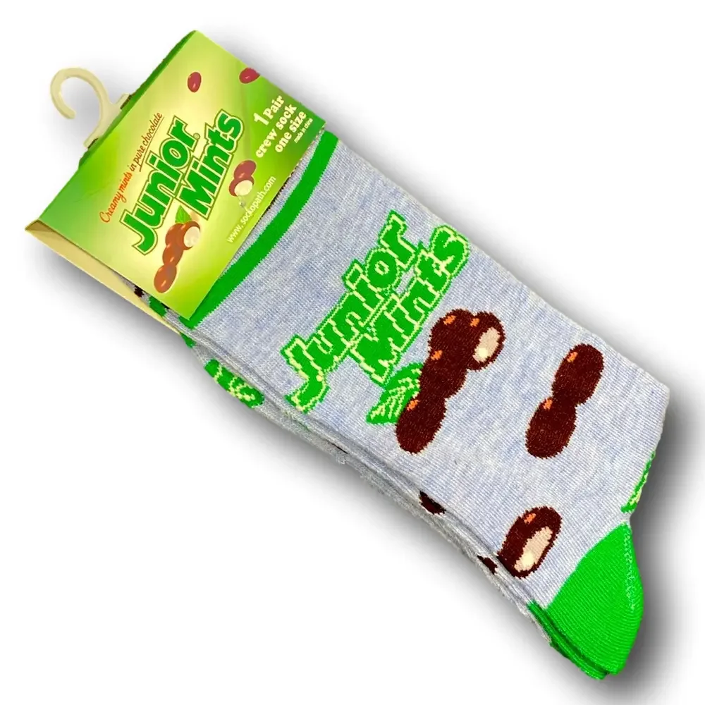 3/$20 Junior Mints Retro Candy Funny Novelty Crew Socks - NWT